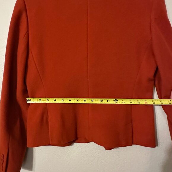 Vintage Harvé Benard Rust Orange Wool Blazer – Cropped Tailored Jacket - Picture 9 of 12